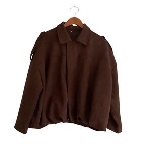 CUFEZN Women’s Faux Suede Bomber Jacket Sz S Mocha Brown Moto Old Money Chic